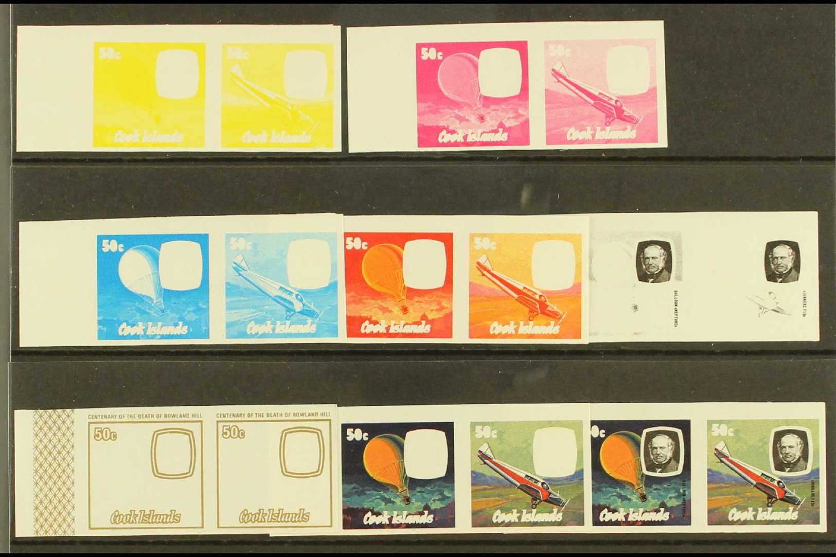 5885 1979 PROGRESSIVE PLATE PROOFS 50c ROWLAND HILL CENTURY "Le Neptune", SG 641, Scott 522, Eight Imperf Progressive Co - Cook Islands