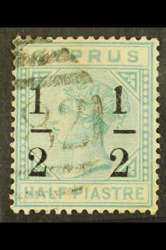 5902 1886 "½" On ½pi Emerald-green Fractions 8mm Apart Wmk CC With SMALL "1" AT RIGHT Variety, SG 28b, Fine Used With "9 - Other & Unclassified