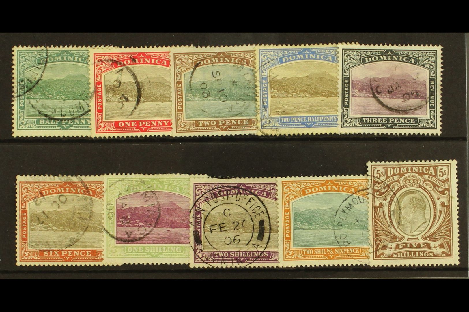 5955 1903-07 Complete Definitive Set, SG 27/36, Fine Used, The 2d With Light Crayon Mark (10 Stamps) For More Images, Pl - Dominica (...-1978)