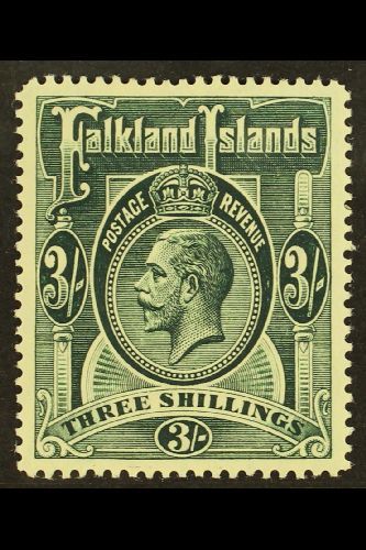 6021 1912 3s Slate Green, Geo V, SG 66, Very Fine And Fresh Mint. For More Images, Please Visit Http://www.sandafayre.co - Falkland Islands