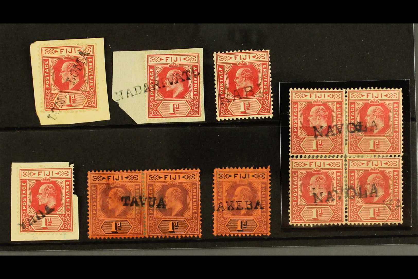 6053 POSTMARKS C.1903-06 1d KEVII Issues, Single Stamps Cancelled By Straight Line Strikes Of "LOMA LOMA," "NADARIVATU" - Fiji (...-1970)