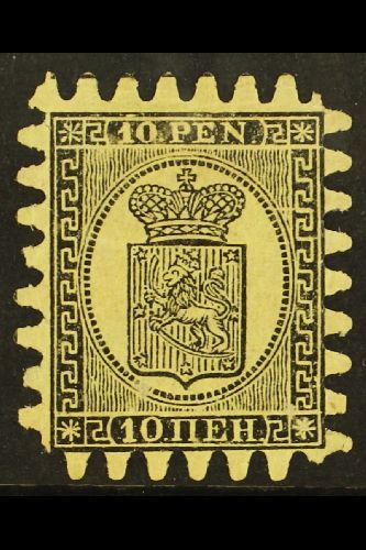 6059 1871 10p Black/buff, Wove Paper, Type II Serpentine Roulette, SG 57, Mint With Part OG & Tiny Surface Scrape In Pea - Sonstige & Ohne Zuordnung