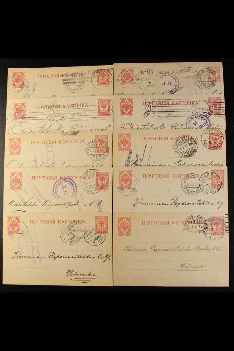 6060 1912-17 POSTAL STATIONERY ASSEMBLY A Commercially Used Hoard Of 10p Red "Russian Type" Postal Stationery Cards Most - Other & Unclassified