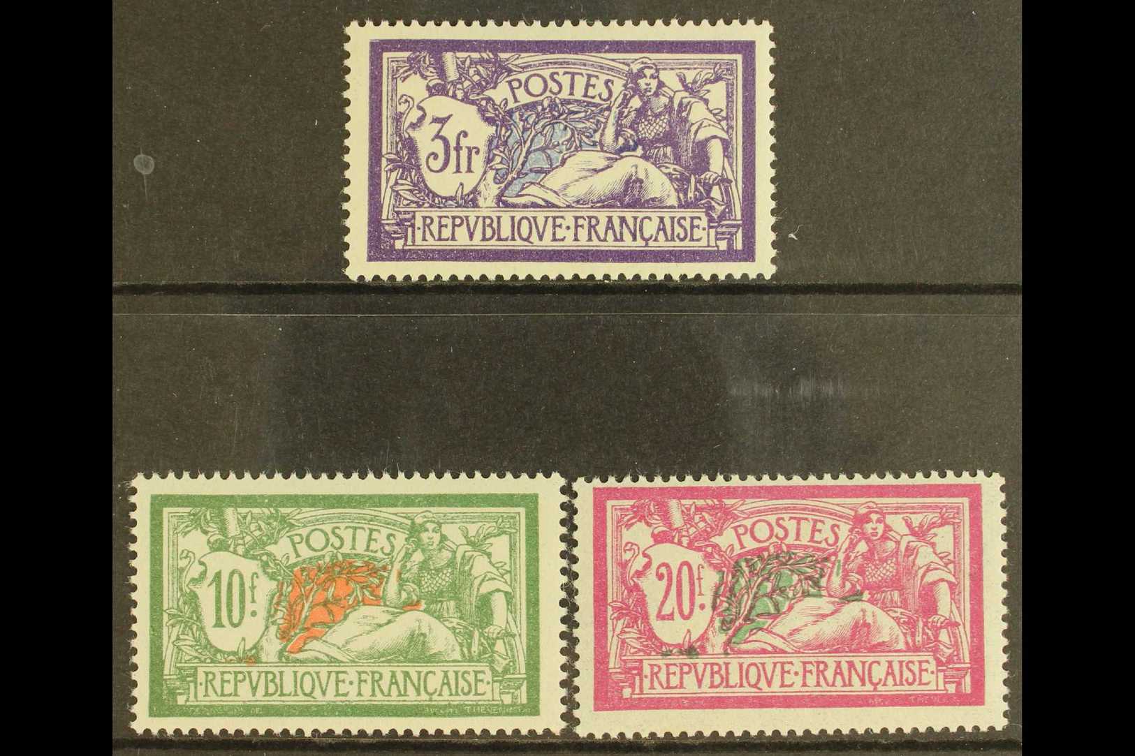 6076 1925-26 "Merson" Set - 3f, 10f And 20f (Yvert 206/08, SG 429 & 431/32) Never Hinged Mint. Fresh And Attractive! (3 - Other & Unclassified