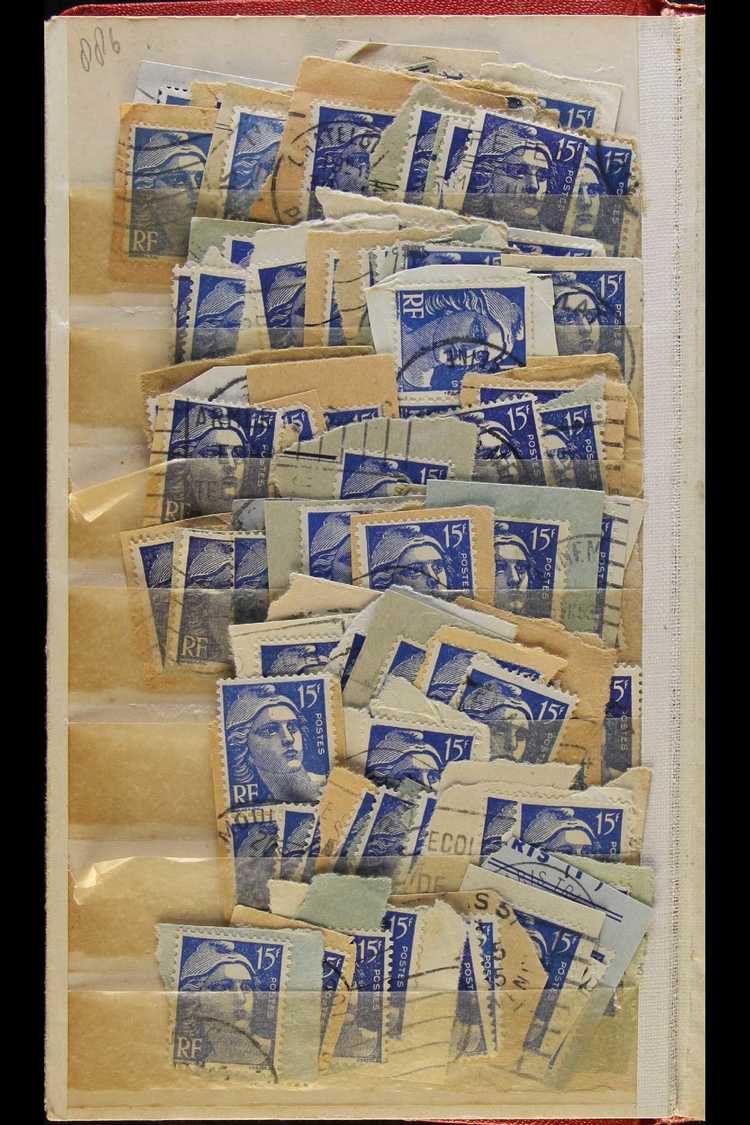 6100 POSTMARKS ASSEMBLY 1900's To 1950's Unsorted Assembly Of Postmarks On Pieces Crammed Into A Little Stockbook, Mostl - Other & Unclassified