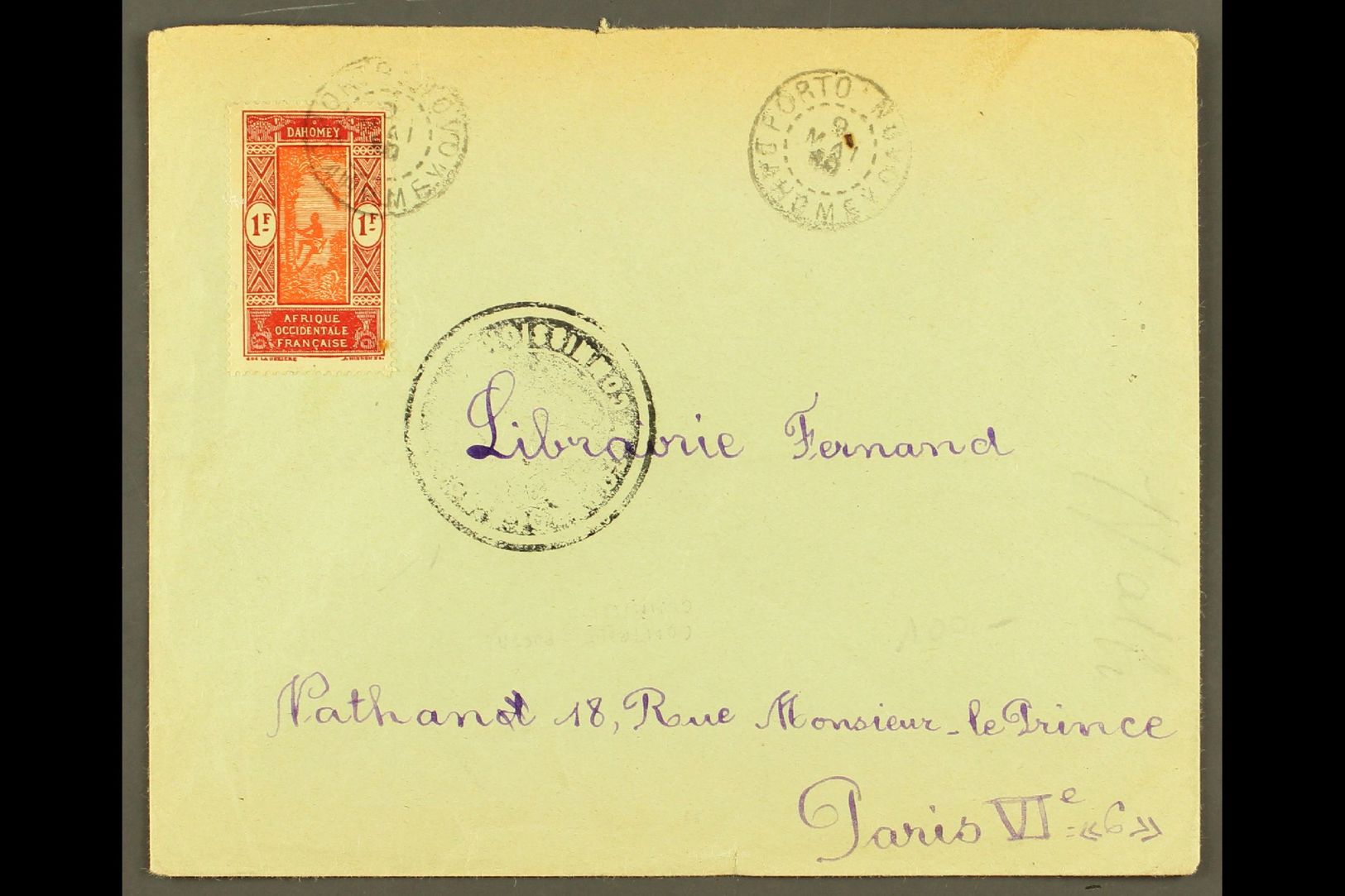 6124 DAHOMEY 1940 (9 May) Censored Cover To France, Bearing 1f Stamp Tied By "Porto Novo" Cds Cancel, Plus Scarce Large - Other & Unclassified