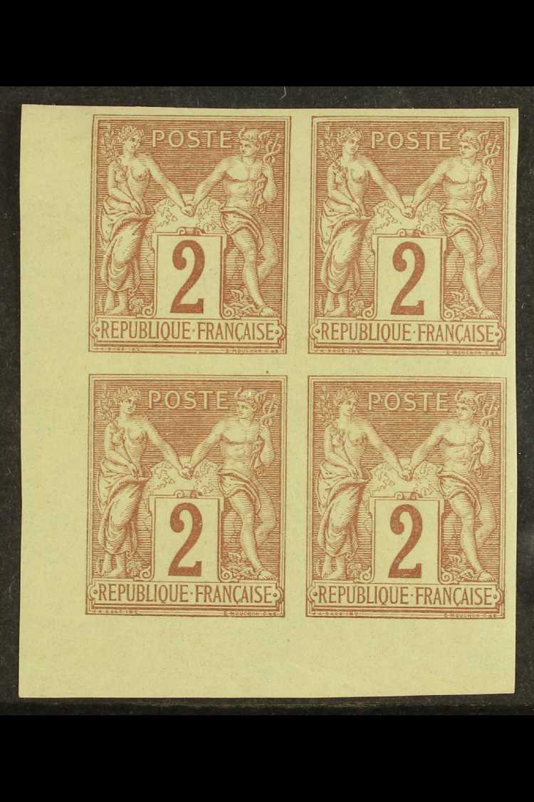 6153 GENERAL COLONIES 1878-80 2c Brown & Buff, Corner Imperf Block Of 4, Yv 38, With Clear Margins, Fine Mint (1 Block O - Other & Unclassified