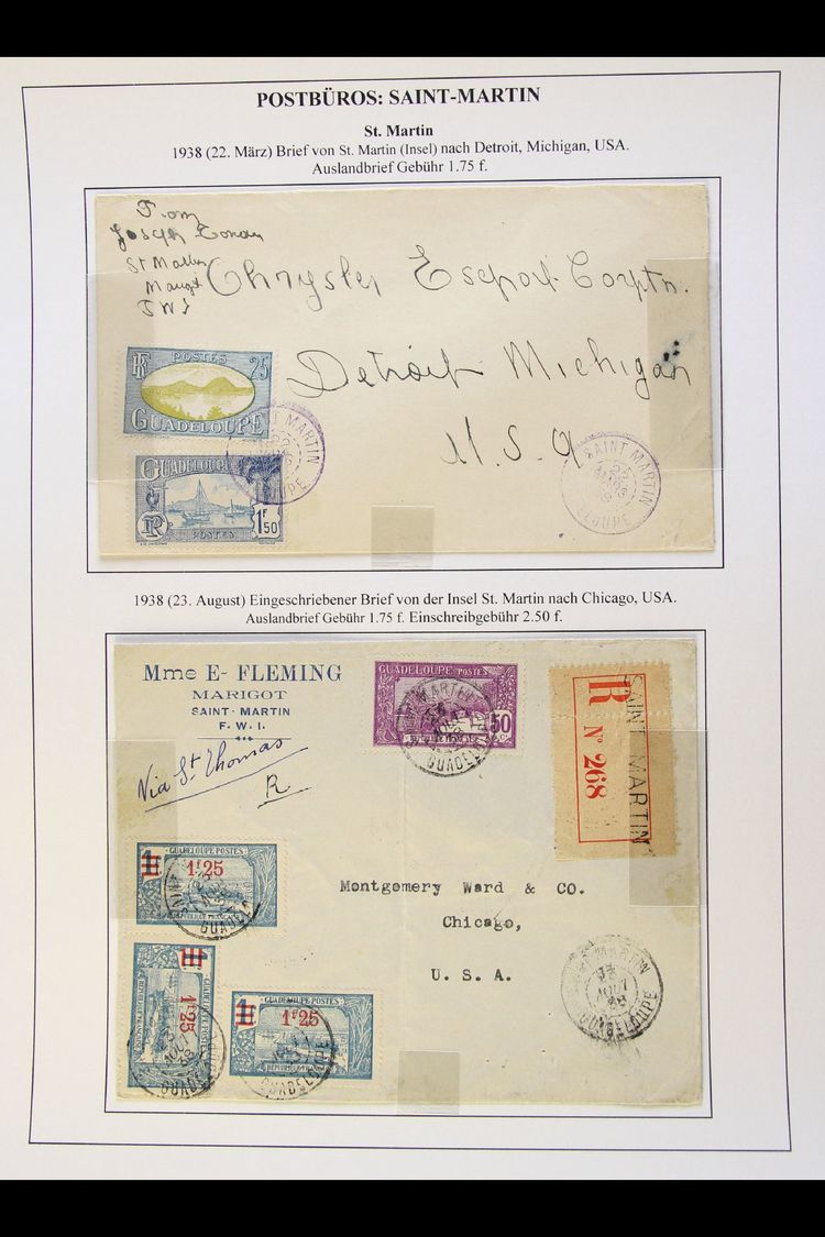 6154 GUADELOUPE 1919-1938 INTER-WAR YEARS POSTAL HISTORY Collection. An Attractive & Interesting Collection That Include - Other & Unclassified