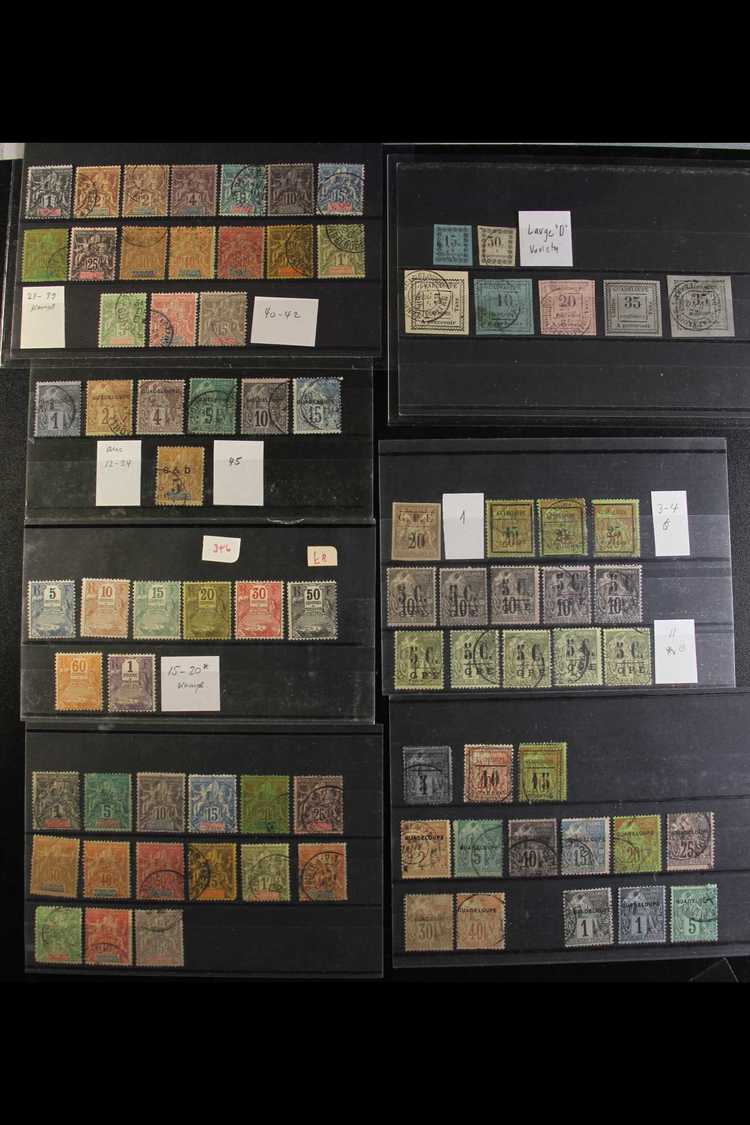 6157 GUADELOUPE 1884-1935 Mint And Used Assembly Somewhat Untidily Arranged In Packets And On Small Stock Cards But With - Other & Unclassified