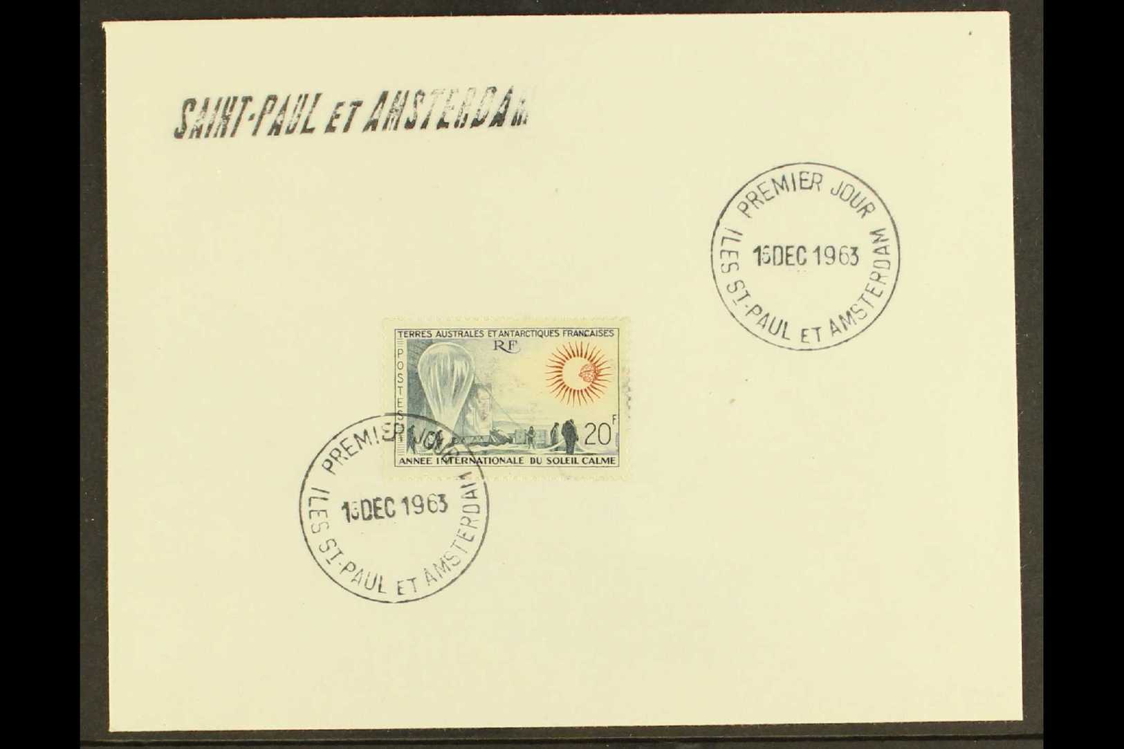 6251 TAAF 1963 (16 Dec) Unaddressed "Galleni" Cover Bearing 20f "Year Of The Quiet Sun" (SG 36) Tied Neat First Day Cds - Other & Unclassified