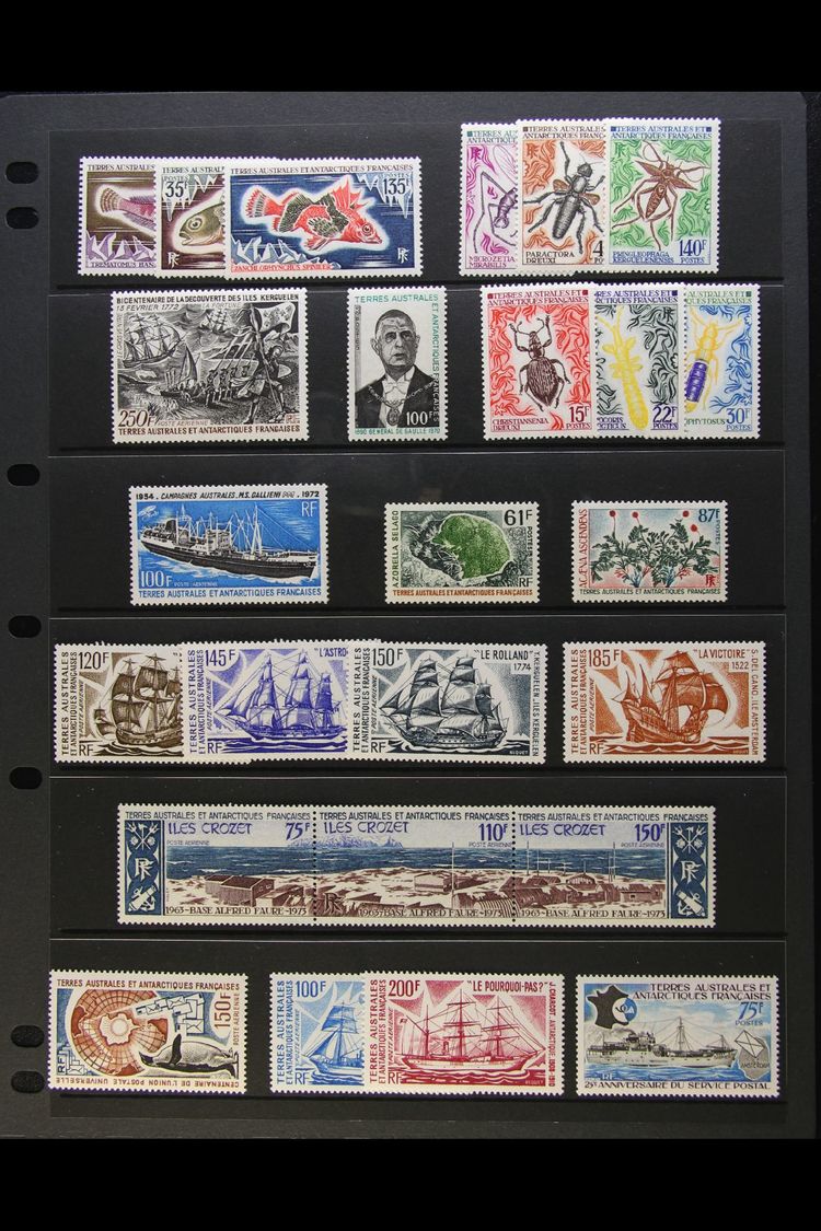 6255 TAAF 1972-1976 NEVER HINGED MINT COLLECTION On Stock Pages, All Different, Inc 1972 & 1973 Insects Sets, 1972 100f - Other & Unclassified