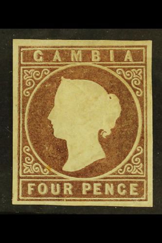 6263 1869 4d Pale Brown No Wmk, SG 2, Mint Part OG With 4 Good Neat Margins. For More Images, Please Visit Http://www.sa - Gambia (...-1964)