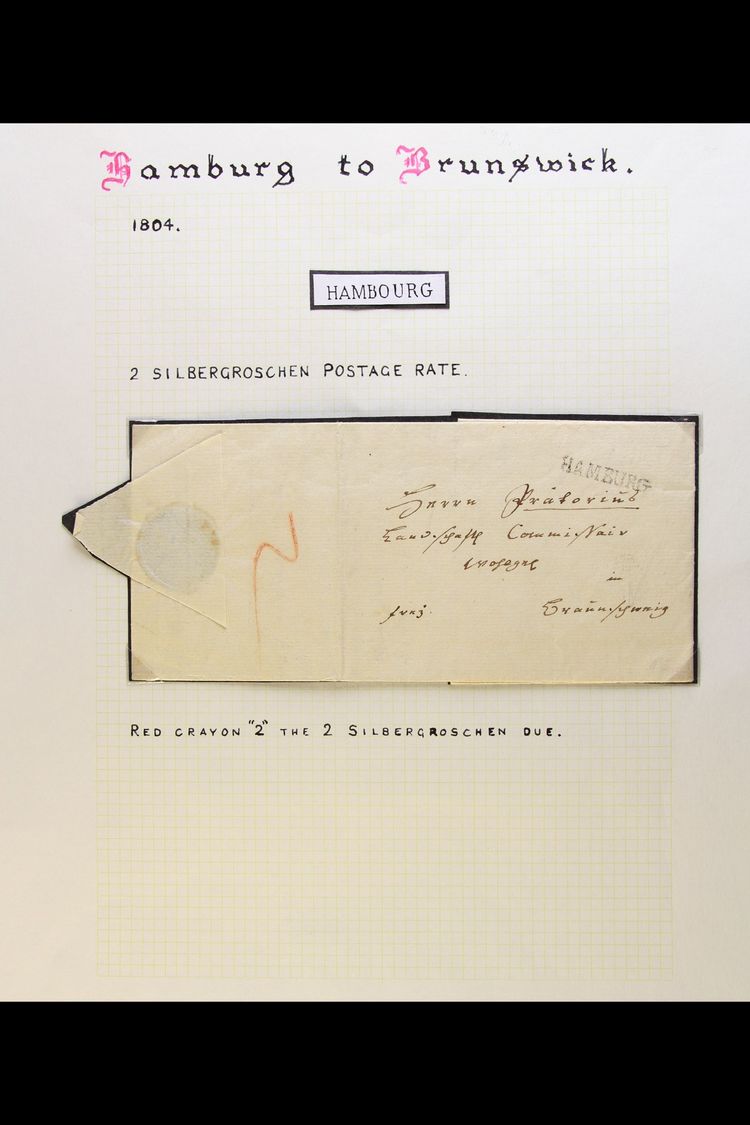 6285 HAMBURG POSTAL HISTORY 1804-1866 Group Of Four Entire Letters And A Cover, With 1804 EL To Brunswick With Straight - Other & Unclassified