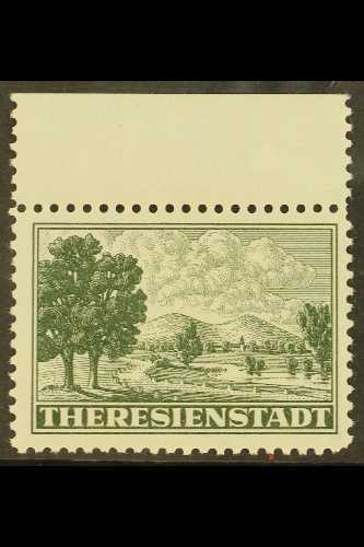 6300 THERESIENSTADT 1943 (-) Blackish Grey-green Jewish Ghetto Parcel Admission Local Stamp, Michel 1, Never Hinged Mint - Other & Unclassified