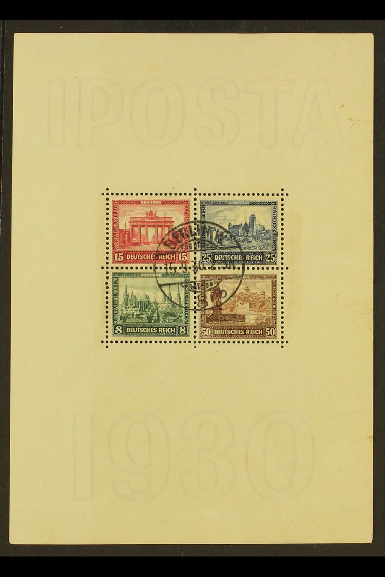 6314 1930 IPOSTA Mini-sheet (Michel Block 1, SG MS464a), Used With Nice Upright "Berlin W. 15.9. 30" Cds Cancel, A Few M - Other & Unclassified