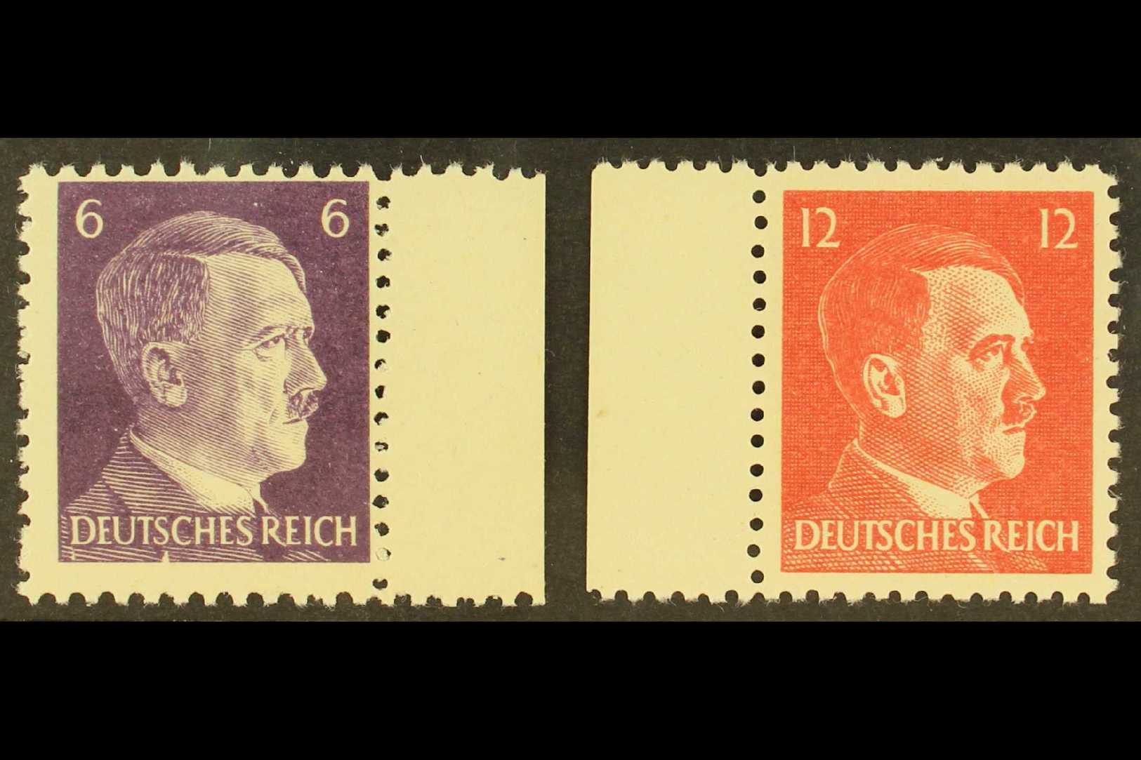 6320 1945 6pf & 12pf Hitler AMERICAN INTELLIGENCE FORGERIES, Michel 15/16, Fine Never Hinged Mint Marginal Examples, Ver - Other & Unclassified