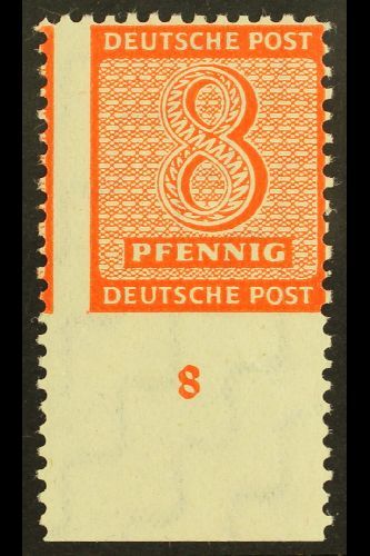 6330 RUSSIAN ZONE WEST SAXONY 1945 8pf Orange Perf 11½ (at Mugeln) IMPERF AT BOTTOM Variety, Michel 118 A X Uu, Never Hi - Other & Unclassified