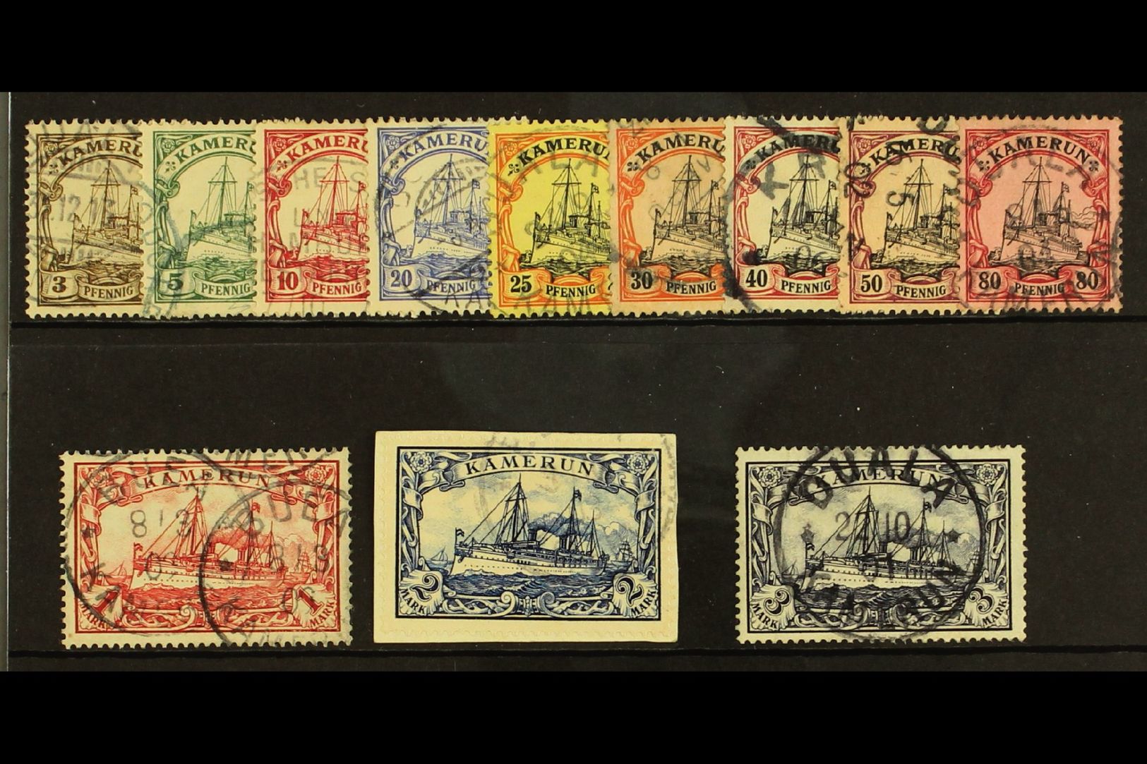 6346 KAMERUN 1900 Yacht Set To 3m Mi. 7/18, Superb Cds Used, Some Smaller Offices Noted, The 1m And 3m Signed Steuer, 2m - Other & Unclassified