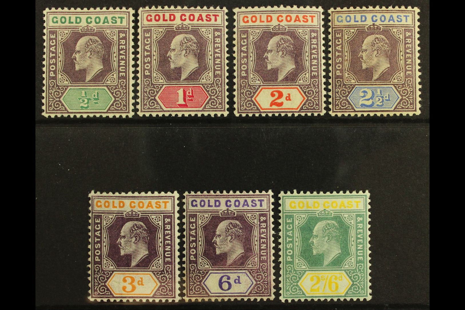 6425 1904-06 (wmk Mult Crown CA) KEVII Set, SG 49/57, Very Fine Mint. (7 Stamps) For More Images, Please Visit Http://ww - Gold Coast (...-1957)