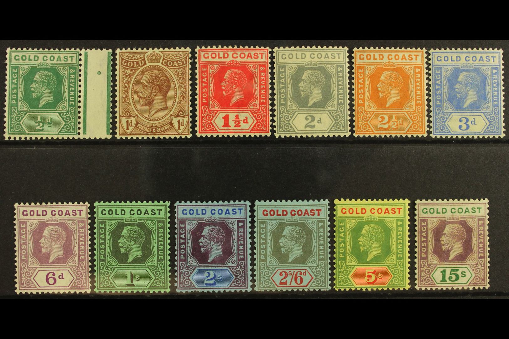 6426 1921-24 (wmk Mult Script CA) Definitives Complete Set To 15s, SG 86/100a, Fine Mint, (12 Stamps) For More Images, P - Gold Coast (...-1957)