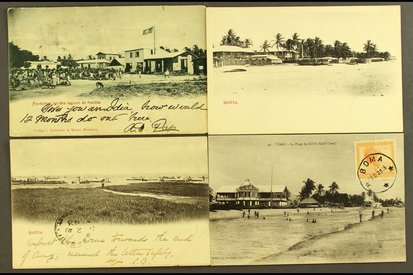 6429 QUITTAH (KWITTA, Now KETA) - EARLY PICTURE POSTCARDS With An Used Monochrome PPC Of Quitta Beach; Two Early 1900's - Gold Coast (...-1957)