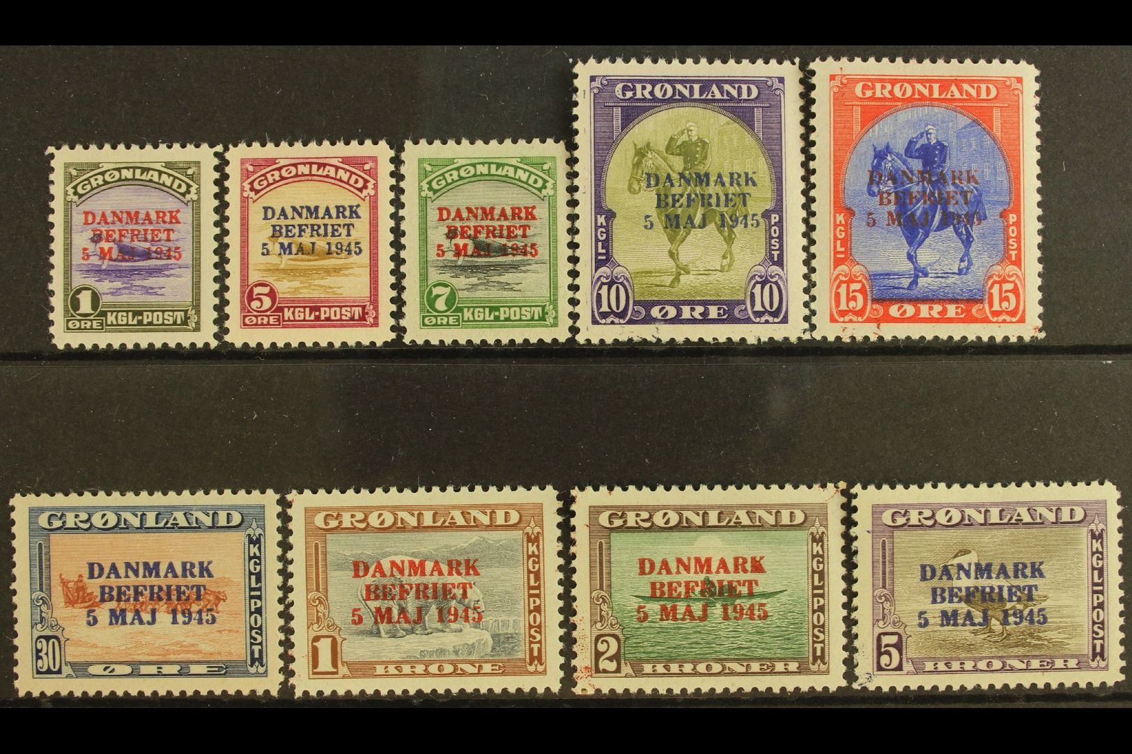 6436 1945 Liberation Of Denmark Complete Basic Set (SG 17/25, Facit 19/27) Very Fine Mint. Fresh And Attractive. (9 Stam - Other & Unclassified