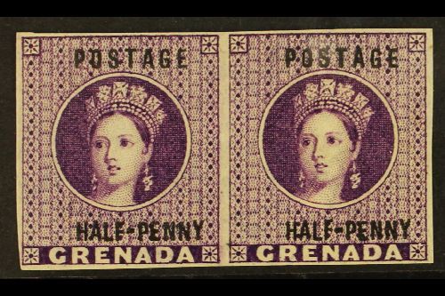 6440 1881 ½d Deep Mauve, Wmk Large Star, Variety "Imperf Pair", SG 21a, Very Fine And Fresh Mint No Gum. For More Images - Grenada (...-1974)