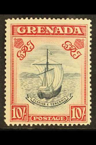 6456 1938 10s Slate Blue And Brt Carmie, Narrow, SG 163b, VfM Cat £300 For More Images, Please Visit Http://www.sandafay - Grenada (...-1974)