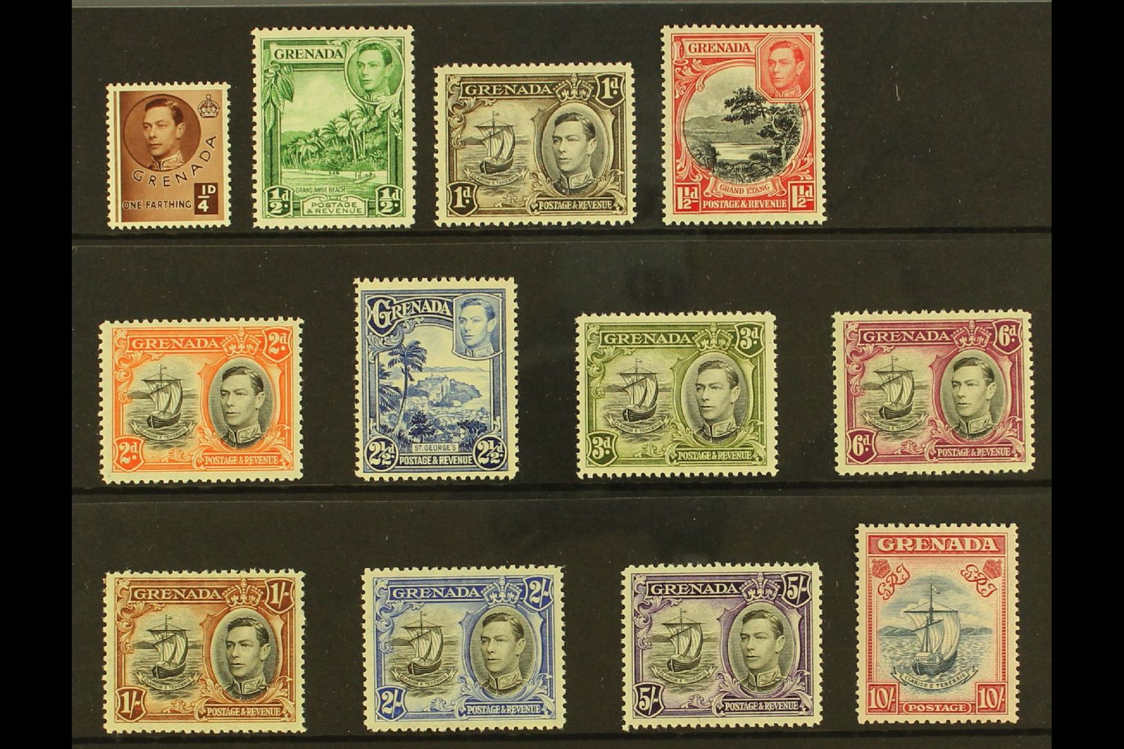 6458 1938-50 KGVI Pictorial Set, SG 152/63e, Fine Mint (12 Stamps) For More Images, Please Visit Http://www.sandafayre.c - Grenada (...-1974)