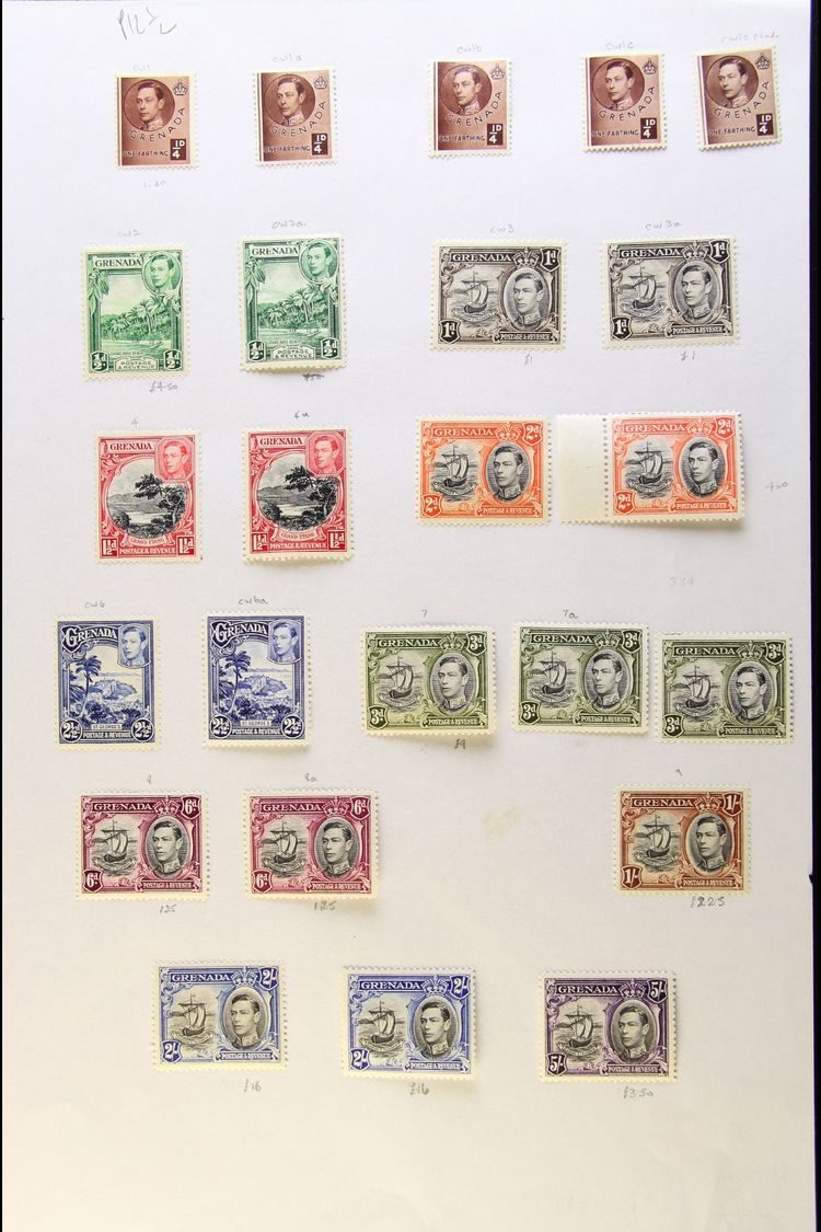 6459 1938-50 Pictorial Complete Set (SG 152/63f) With Most Perf Types & Shades Inc 2s (x3) Etc. Very Fine Mint, Fresh. ( - Grenada (...-1974)