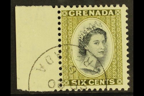 6460 1964 6c Black And Olive Green, QEII, SG 218, Very Fine Marginal Used. For More Images, Please Visit Http://www.sand - Grenada (...-1974)