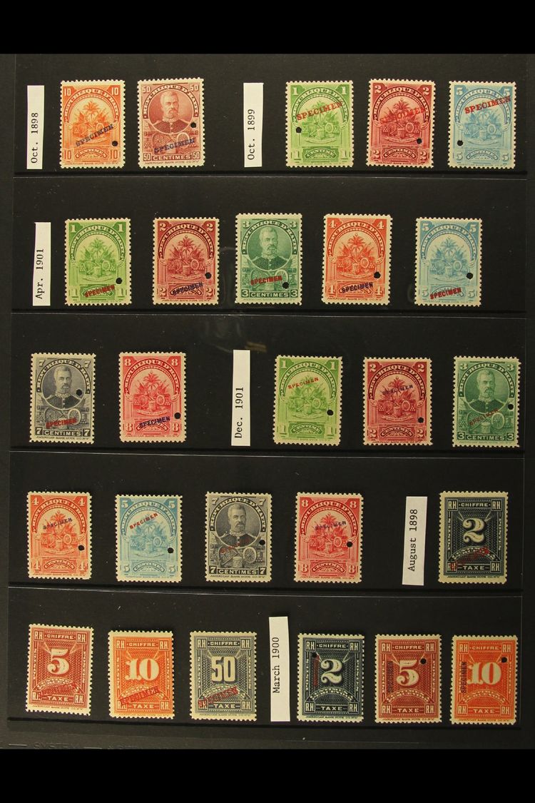 6465 1898 ISSUES OVERPRINTED "SPECIMEN" All Different, With President Simon Sam And Coat Of Arms Definitives Plus Postag - Haiti