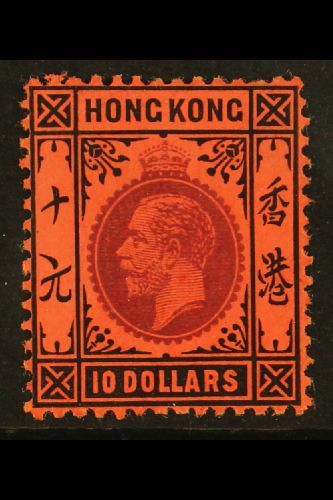 6494 1912 $10 Purple And Black On Red, Geo V, SG 116, Fine And Fresh Mint, One Shortish Perf At Top. For More Images, Pl - Other & Unclassified