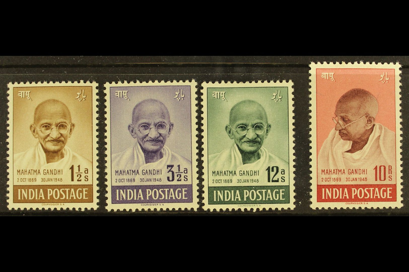 6561 1948 Gandhi Set, SG 305/308, Mint, 10r With Small Black Flecks On Gum Side. (4) For More Images, Please Visit Http: - Other & Unclassified