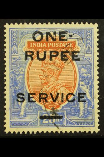 6580 OFFICIAL 1925 1r On 25r Orange And Blue, SG O103, Fine Used, Shows Portion Of "E" Of "RUPEE" Missing And Large Floa - Altri & Non Classificati