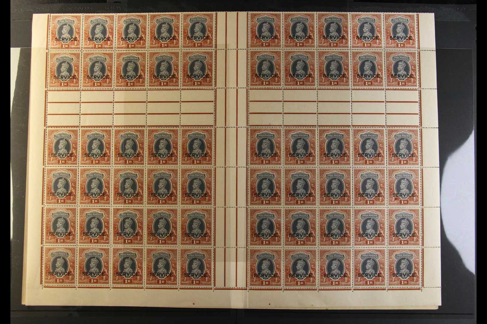 6581 OFFICIALS 1r Grey & Red Brown, SG O138, COMPLETE SHEET Of  6 X 20 Stamp Panes With Selvedge To All Four Sides. Seld - Other & Unclassified