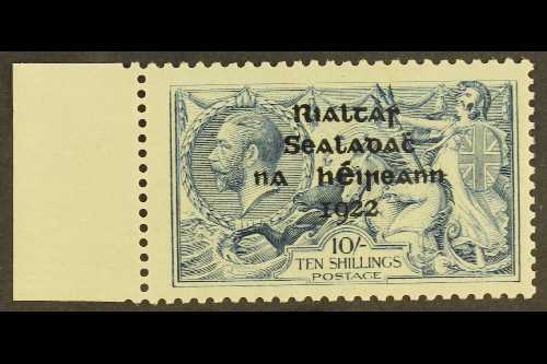 6624 1922 THOM 10s Dull Grey Blue Seahorse, SG 46, Left Marginal Example Showing RETOUCH TO 10/- From Position 8/1 (Hib. - Other & Unclassified