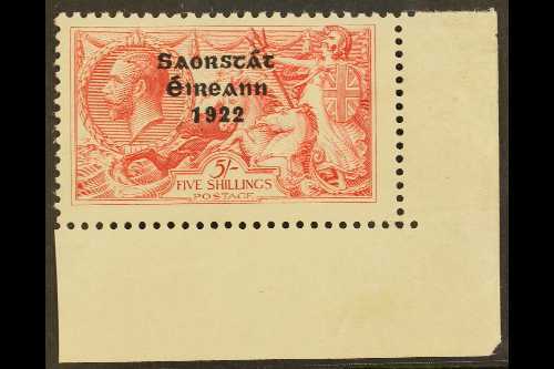 6633 1922-23 5s Rose-carmine, Overprint With WEAK ACCENT, Hibernian T60f (SG 65 Variety), Never Hinged Mint  From The Lo - Sonstige & Ohne Zuordnung