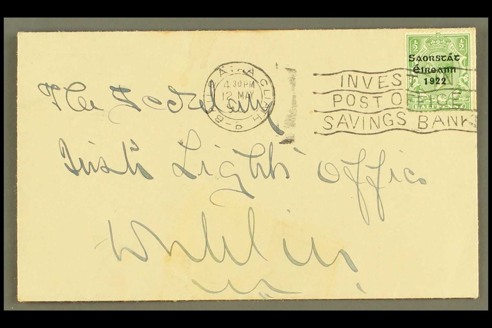 6639 1922-23 SAORSTAD ½d Green, Accent Inserted By Hand, SG 52b, On Neat Commercial "St Patrick Dun's Hospital Envelope, - Other & Unclassified