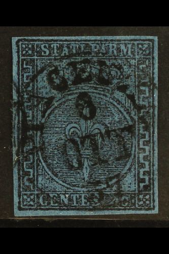 6687 PARMA 1852 40c Black On Blue, Variety Large Right Hand Greek Border, "Greca Larga", Sass 5b, Superb Used With Centr - Unclassified