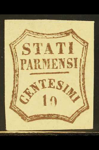 6692 PARMA 1859 10c Brown Provisional, Sass 14, Fine And Fresh Mint With Large Even Margins And Large Part Og. Cat Sass - Unclassified