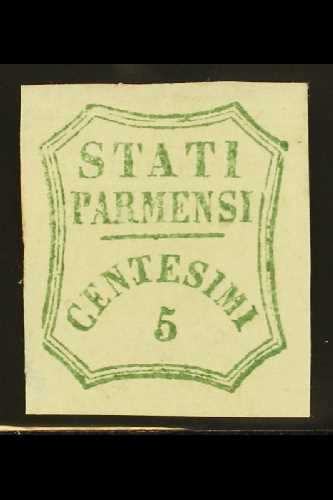 6696 PARMA 1859 5c Blue Green Provisional Government, Sass 12, Mint Part Og. Tiny Marginal Thinning At Bottom Left Other - Unclassified