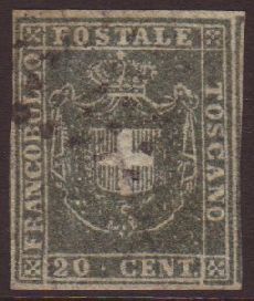 6718 TUSCANY 1860 20c Pale Grey Greenish Blue, Sass 20c, Superb Used With Clear Margins All Round And Light Cancel. For - Unclassified