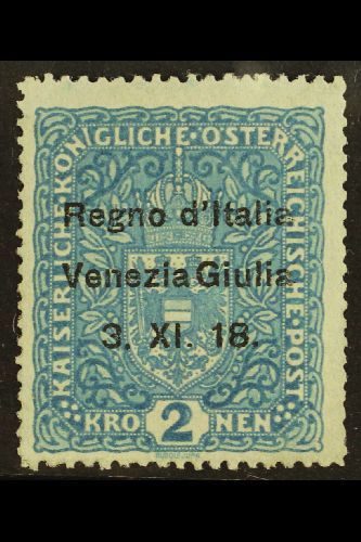 6766 VENEZIA GIULIA 1918 2kr Blue Overprinted, Sass 15, Very Fine Mint. Signed Sorani. Cat &euro;500 (£360) For More Ima - Unclassified