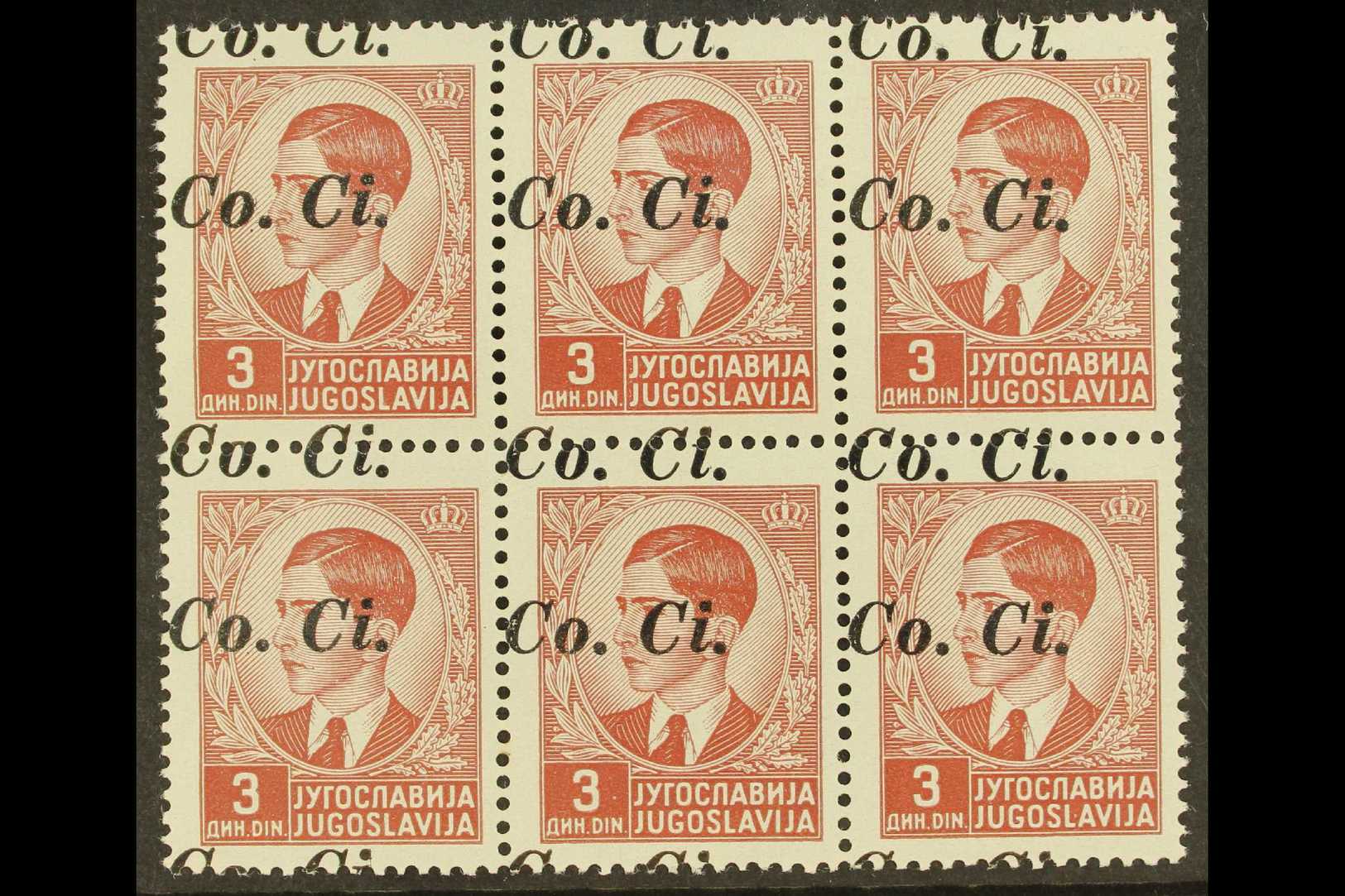 6769 WWII - OCCUPATION OF KUPA (FIUME) 1941 3d Red Brown, Overprinted "Co. Ci.", Variety "overprint Double", Sass 6aa, S - Unclassified