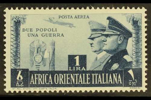 6780 ITALIAN EAST AFRICA 1941 1L Slate-blue (value At Centre) Air Axis Commemoration (SG 62, Sassone 20), Fine Never Hin - Other & Unclassified