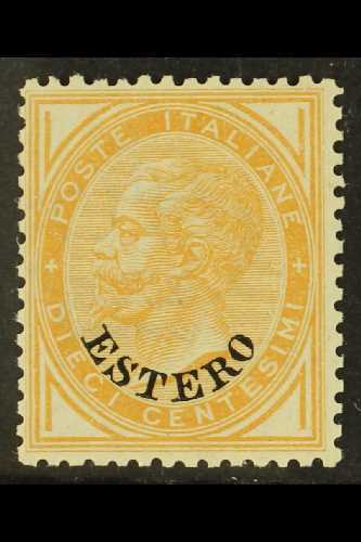 6788 OFFICES IN LEVANT 1874 10c Ochre Ovptd "Estero", Sass 4, Superb NEVER HINGED MINT. Absolutely Stunning Example Of T - Other & Unclassified
