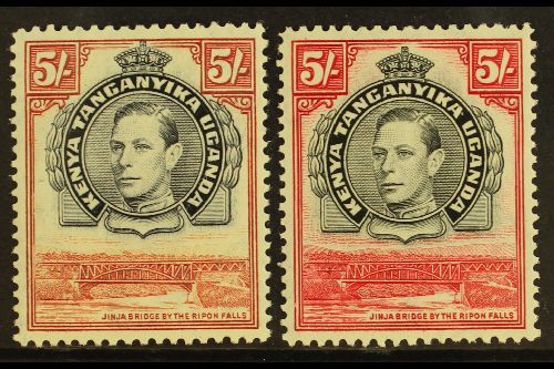 6863 1944 5s Black And Carmine, SG 148b, Two Very Different Shades, Never Hinged Mint. (2) For More Images, Please Visit - Vide