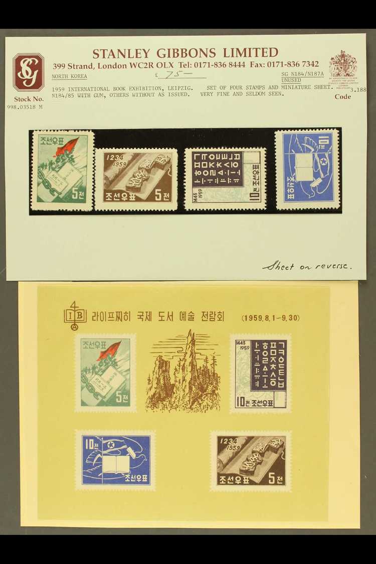 6871 1959 Book Exhibition Complete Set & Mini-sheet, SG N184/87 & MSN187a, Fine Never Hinged Mint Or Unhinged Without Gu - Korea, North
