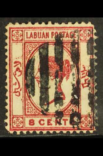 6892 1880-82 8c Carmine Wmk Reversed With ENTIRE DESIGN SLIGHTLY DOUBLED, SG 7 Variety, Good Used. For More Images, Plea - North Borneo (...-1963)